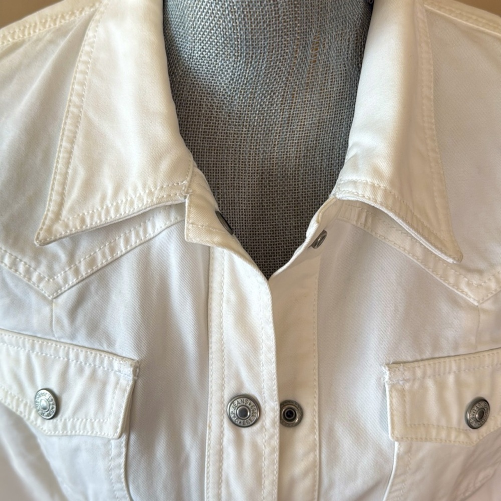 Gap White Button-Up Jacket With Pockets Size Medi… - image 2